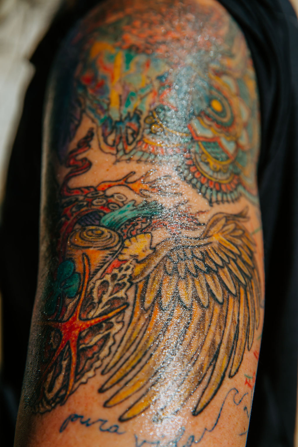 Close-up of tattooed skin before dressing placement